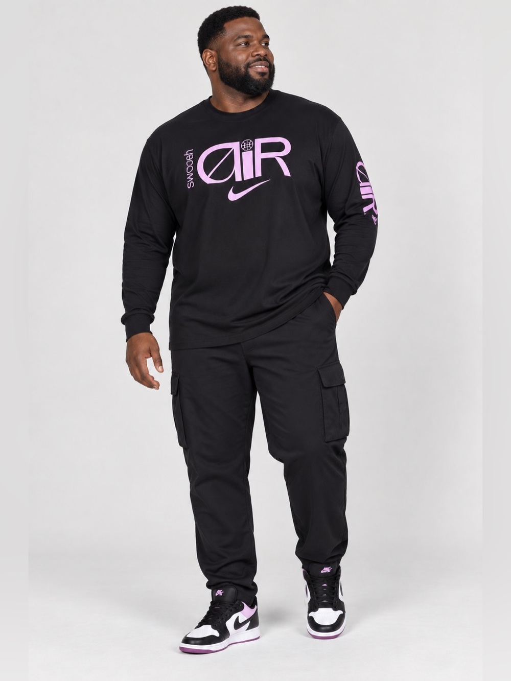Nike Black and Pink Swoosh Air T-Shirt